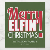 Funny Merry Elfin Weihnachtsweinetiketten Weinetikett (Einzelnes Label)