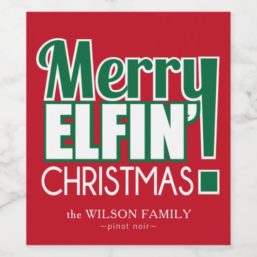 Funny Merry Elfing Christmas Wine Labels Weinetikett (Einzelnes Label)
