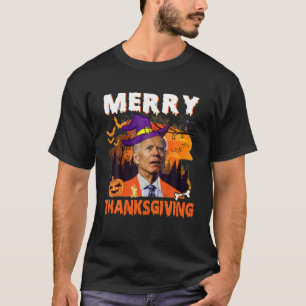 Funny Merry Erntedank Halloween Anti Joe Biden T-Shirt