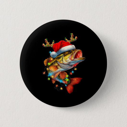 Funny Merry Fishmas B Fish Fishing Christmas Xmas Button (Vorderseite)