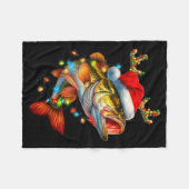 Funny Merry Fishmas B Fish Fishing Christmas Xmas Fleecedecke (Vorderseite (Horizontal))