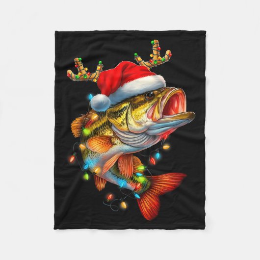 Funny Merry Fishmas B Fish Fishing Christmas Xmas Fleecedecke (Vorderseite)