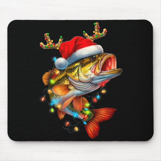 Funny Merry Fishmas B Fish Fishing Christmas Xmas Mousepad (Vorne)