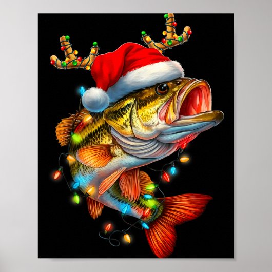 Funny Merry Fishmas B Fish Fishing Christmas Xmas Poster (Vorne)