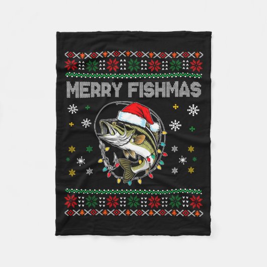 Funny Merry Fishmas B Fishing Christmas Ugly Sweat Fleecedecke (Vorderseite)