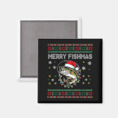 Funny Merry Fishmas B Fishing Christmas Ugly Sweat Magnet (Vorderseite/Rückseite)