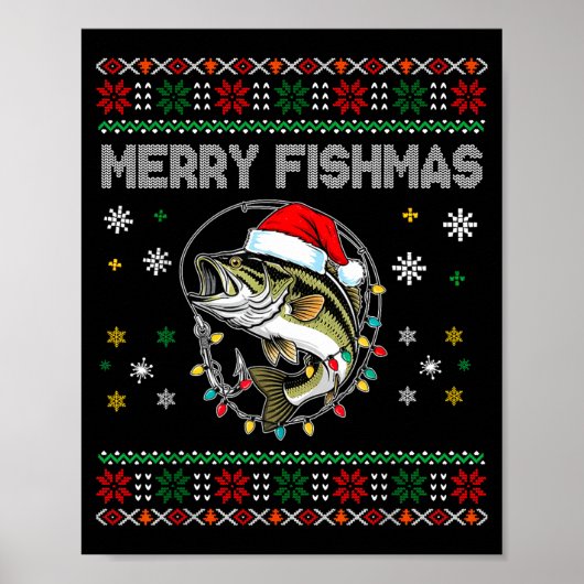 Funny Merry Fishmas B Fishing Christmas Ugly Sweat Poster (Vorne)