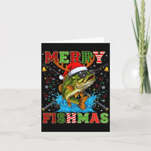 Funny Merry Fishmas Christmas Fish Xmas Fishing Fo Karte (Vorderseite)