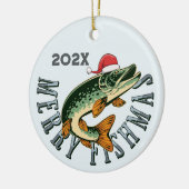 Funny Merry Fishmas Santa Fish Keramik Ornament (Links)