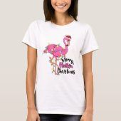 Funny Merry Flockin Christmas Flamingo T-Shirt (Vorderseite)