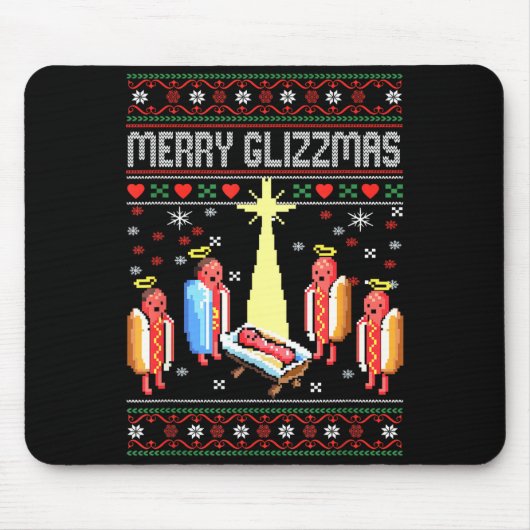 Funny Merry Glizzmas Hot Dogs Family Gro Ugly Chri Mousepad (Vorne)