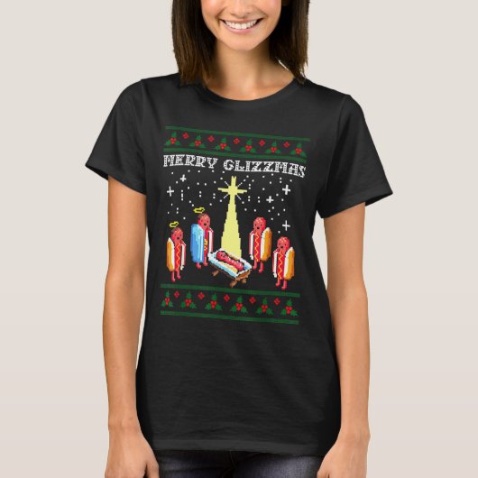 Funny Merry Glizzmas Hot Dogs Family Group Ugly Ch T-Shirt (Vorderseite)