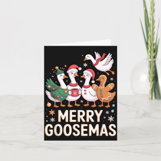 Funny Merry Goosemas Christmas Xmas Goose Family H Karte (Vorderseite)