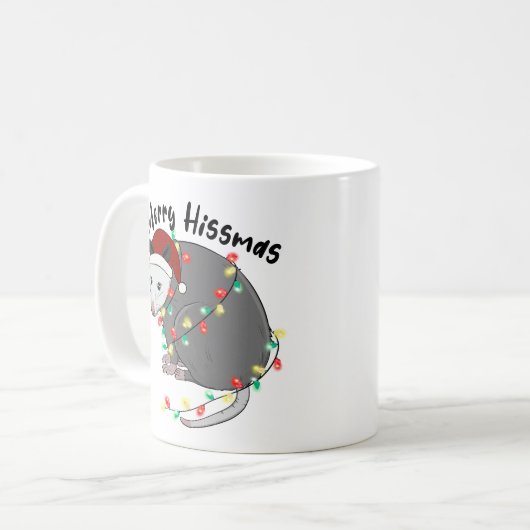 Funny Merry Hissmas Opossum Kaffeetasse (Vorderseite Links)