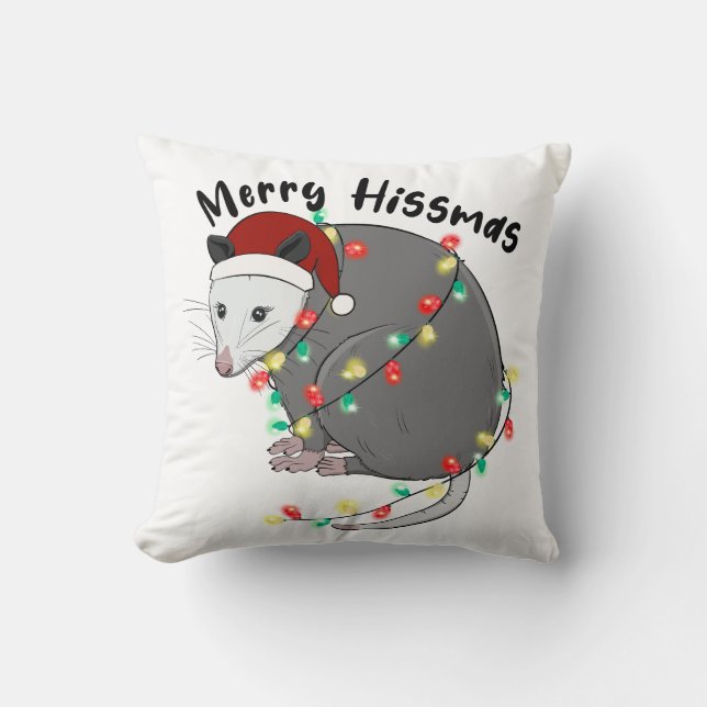 Funny Merry Hissmas Opossum Kissen (Vorderseite)