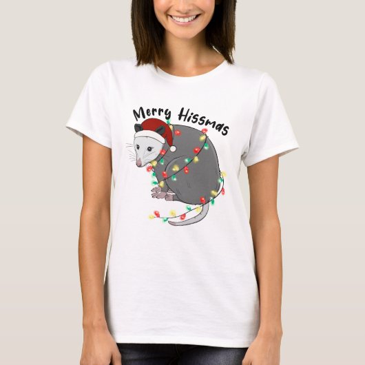 Funny Merry Hissmas Opossum T-Shirt (Vorderseite)
