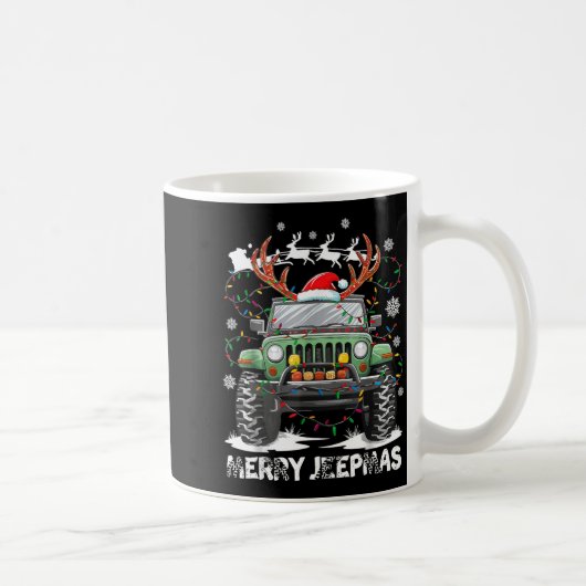 Funny Merry Jeepmas Ugly Light Reindeer Christmas Kaffeetasse (Rechts)