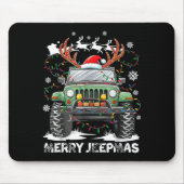 Funny Merry Jeepmas Ugly Light Reindeer Christmas Mousepad (Vorne)
