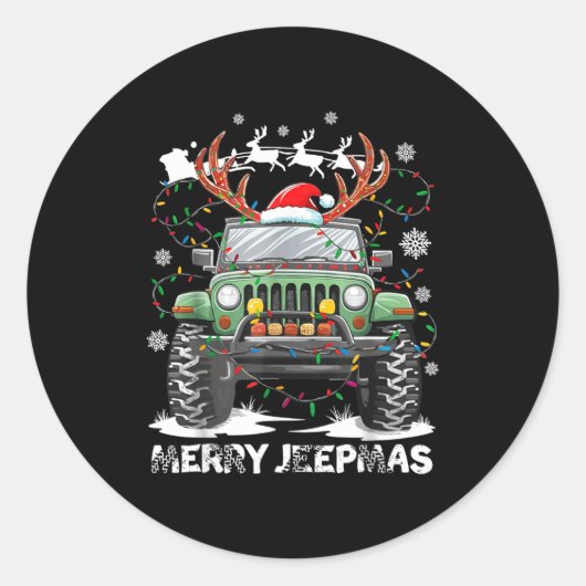Funny Merry Jeepmas Ugly Light Reindeer Christmas  Runder Aufkleber (Vorderseite)