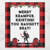Funny Merry Krampus Personalisiert Custom Christma Weinetikett (Einzelnes Label)