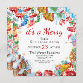 Funny Merry Little Christmas Party Holiday Einladung (Vorne/Hinten)