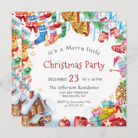 Funny Merry Little Christmas Party Holiday Einladung (Vorne/Hinten)