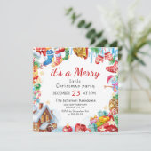 Funny Merry Little Christmas Party Holiday Einladung (Stehend Vorderseite)