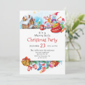 Funny Merry Little Christmas Party Holiday Einladung (Stehend Vorderseite)