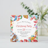 Funny Merry Little Christmas Party Holiday Einladung (Stehend Vorderseite)
