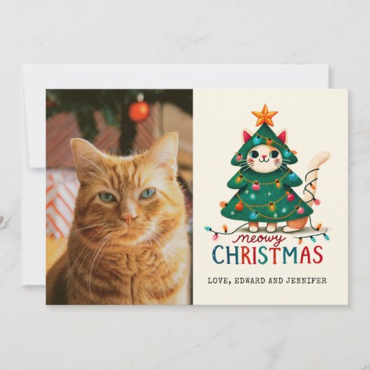 Funny Merry Meowy Weihnachts-Foto Karte (Vorderseite)