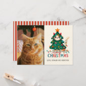 Funny Merry Meowy Weihnachts-Foto Karte (Vorderseite/Rückseite Beispiel)