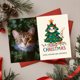Funny Merry Meowy Weihnachts-Foto Karte