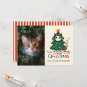 Funny Merry Meowy Weihnachts-Foto Karte (Vorderseite/Rückseite Beispiel)