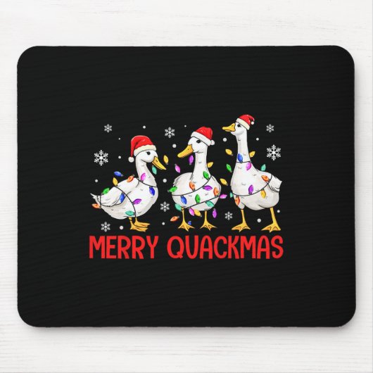 Funny Merry Quackmas Duck Weihnachtsmannmütze Chri Mousepad (Vorne)