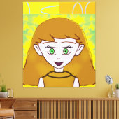 Funny Merry Retro Yellow Orange Geometric Leinwanddruck (Insitu (Wohnzimmer))