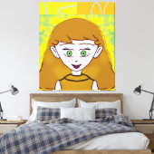 Funny Merry Retro Yellow Orange Geometric Leinwanddruck (Insitu (Schlafzimmer))