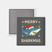 Funny Merry Sharkmas Christmas Shark Humor Magnet (Vorderseite/Rückseite)