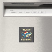 Funny Merry Sharkmas Christmas Shark Humor Magnet (In Situ (Geschirrspüler))