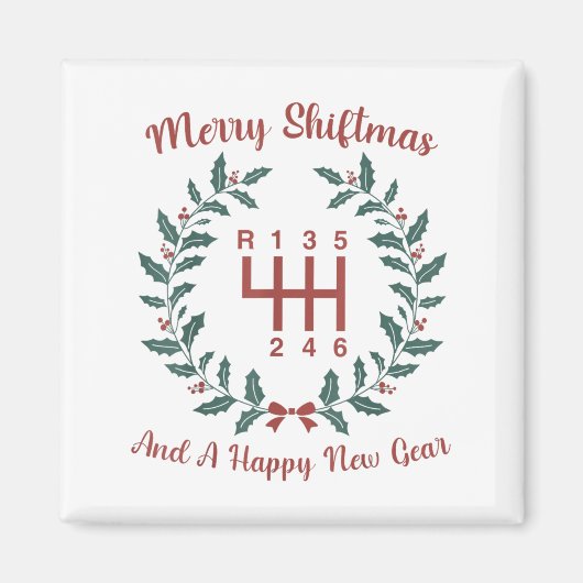 Funny Merry Shiftmas And A Happy New Quote Mechani Magnet (Vorne)