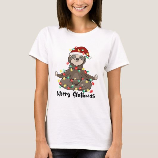 Funny Merry Slothmas Sloth T-Shirt (Vorderseite)