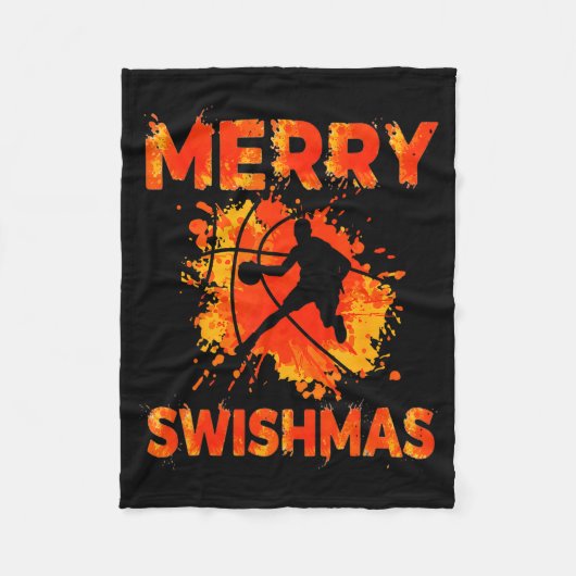 Funny Merry Swishmas Ugly Christmas Basketball Pla Fleecedecke (Vorderseite)