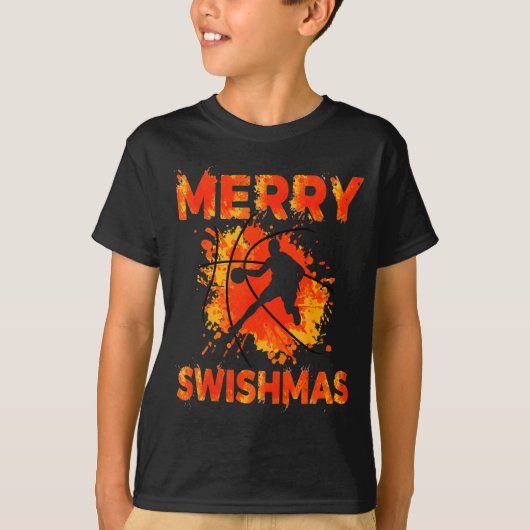 Funny Merry Swishmas Ugly Christmas Basketball Pla T-Shirt (Vorderseite)