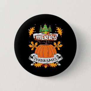 Funny Merry Thanksmas Niedlicher Erntedank Weihnac Button