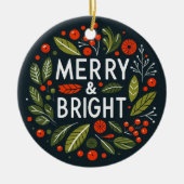 Funny Merry und Bright Mistletoe Abzeichen Keramik Ornament (Vorne)