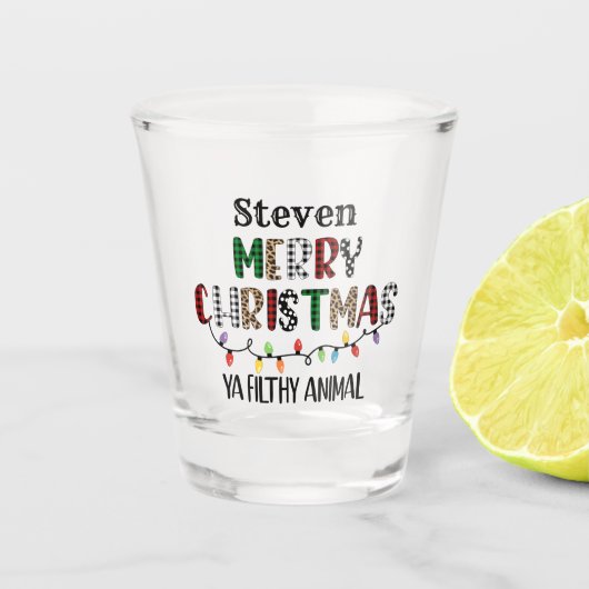 Funny Merry Weihnachten dreckige Tier hinzufügen N Schnapsglas (Vorderseite)