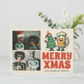 Funny Merry Xmas Groovy Foto Weihnachten Karte (Stehend Vorderseite)