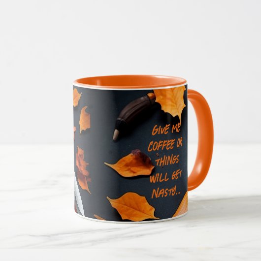 Funny Message - Tasse des gewickten Kürbiskaffees (VorderseiteRechts)