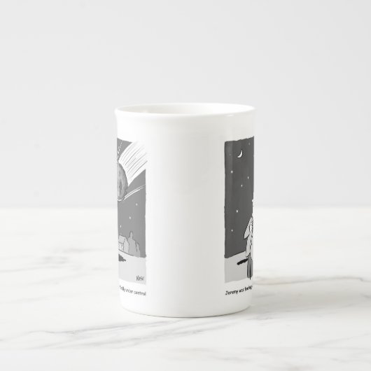 Funny Meteor Hitting Earth Desaster Porzellantasse (Vorderseite)