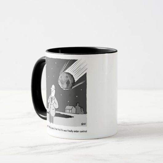 Funny Meteor Hitting Earth Desaster Tasse (Vorderseite Links)