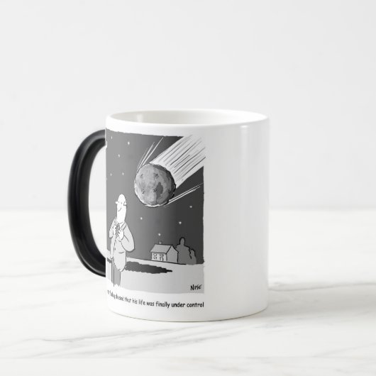 Funny Meteor Hitting Earth Desaster Verwandlungstasse (Vorderseite Links)